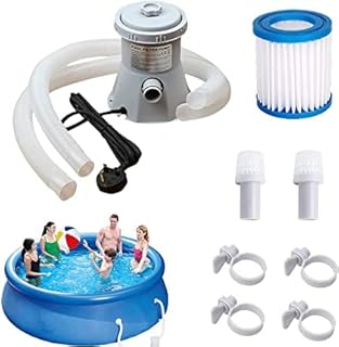 Pool Filter Pump, Swimming Pool Water Pump Filter 220-240V for Inflatable Swimming Pools Above Ground Pool with 1 Pool Filter Cartridge