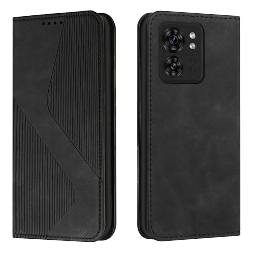 Protection Motorola Moto Edge 40 étui portefeuille cuir PU noir antichoc