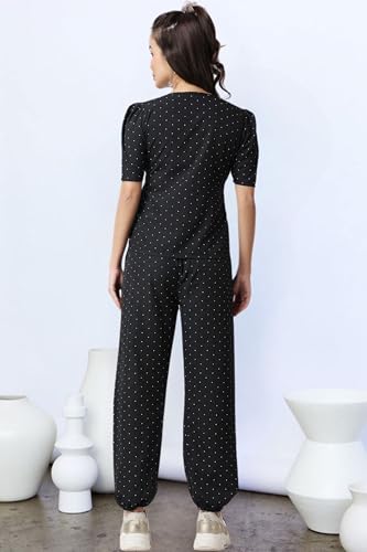 Image of POPWINGS Casual Printed Top and Joggers Set for Women || Stylish Summer Co-Ords Set for Women || Round-Neck Top and Joggers Combo Set for Women