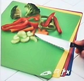 FACKELMANN Flexible Cutting Mats, Set of 4, Multi-Purpose Chopping Board, Rectangle Cutting Board, Pack of 4 Colour Coded for Food Types, Dishwasher Safe, 38x30.5x.2cm, Blue Red Yellow & Green