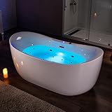 WOODBRIDGE 72' x 35-3/8' Whirlpool Water Jetted and Air Bubble Freestanding Heated Soaking Combination Bathtub with LED control panel,Matte Black drain and overflow,BM-400