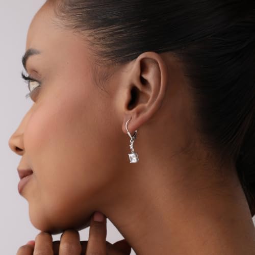 Image of TRUESILVER ACPL 925 Sterling Silver Cubic Zirconia Earrings for Women & Girls | BIS Hallmarked Drop Dangle Leverback Style | Elegant Jewelry Gift for Women