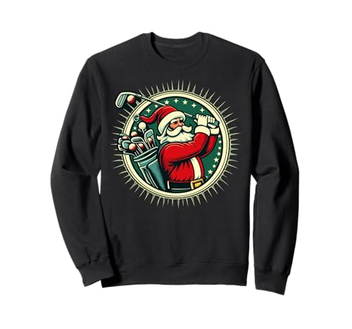 Golf Oh Christmas Tee Santa Claus Vintage Golfer Golfing Felpa