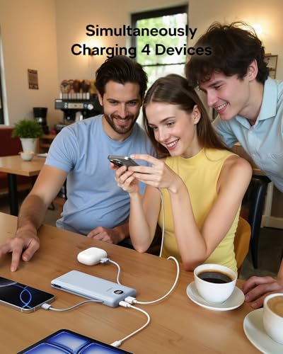 VEGER All in One Travel Portable Charger with Built-in AC Plug & Cables, 10000mAh Slim Power Bank Battery Pack, 15W Fast Charging for iPhone, Samsung, Android-Black3