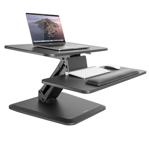 Mount-It! Compact Standing Desk Riser, Height Adjustable Desktop Sit Stand Workstation with Gas...