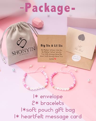 Shonyin Gift for Big Sister and Little Sister for 2, Valentines Day Gifts for Sister Matching Sisters Bracelet for Easter Mother's Day Birthday Christmas, A Gift to strengthen Sister's Friendship4
