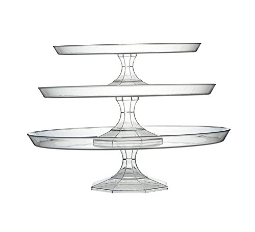 Platter Pleasers Cupcake/Cake Stand - 3 Piece set - Clear/White (Clear)