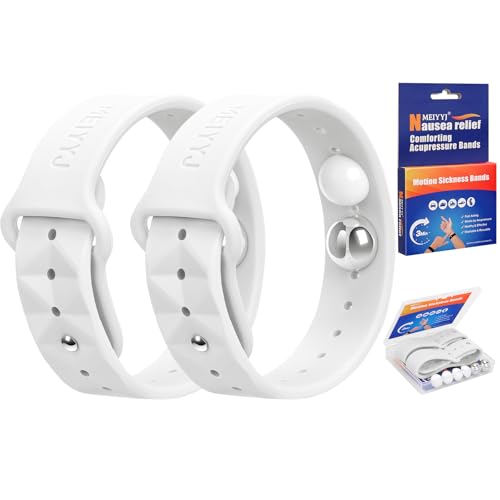 Image of Motion Sickness Bracelets for Adults & Kids Sea Sickness Wristbands for Travel Anti Nausea Bands for Motion & Morning Sickness Relief for Pregnant Women-Ideal for Car Air Cruise Travel-Antique White
