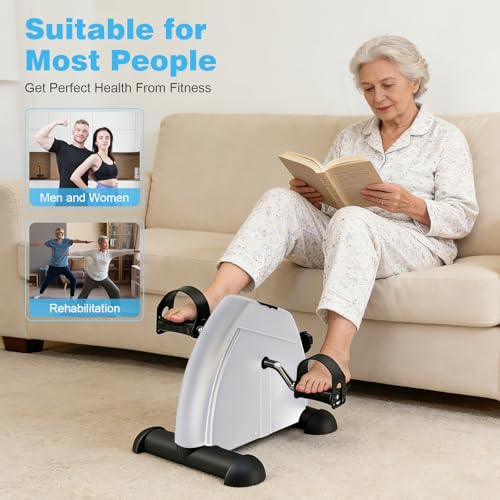 Image of Mini Exercise Bike: Portable Under Desk Bike Pedal Exerciser Foot Cycle Arm & Leg Pedal Exerciser with LCD Screen Displays & Adjustable Resistance for Home /Office