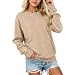 Didadihu Damen Sweatshirt Pullover im Oversized Look, Lockerer Herbst Pulli mit Rundhals und Fronttasche, Langarm Casual Oberteil für Freizeit und Alltag,Beige,S