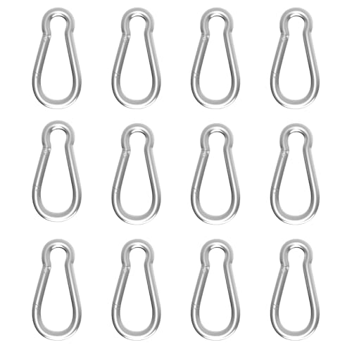 High-PQ Carabiner Heavy Duty Galvanized Steel Spring Snap Hook Carabiner Clips with 220LBS Holding Capacity Ideal for Outdoor Hammock Swing and Travel (M5 2Inch 12PCS)