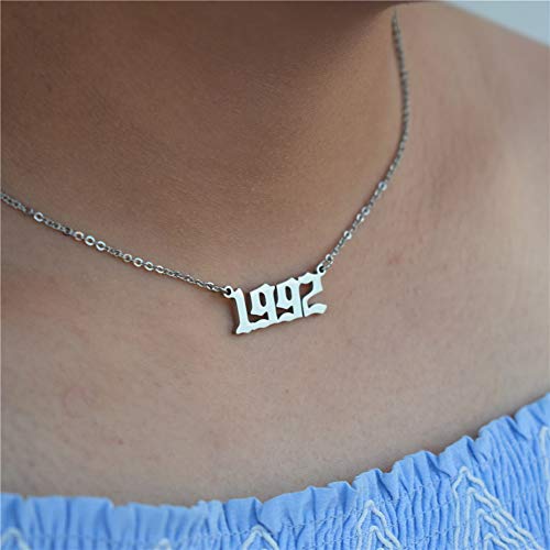 Hutinice Birth Year Necklace,Year 1992 Charm Choker Chain 18K Gold Necklace For Women Number Pendant Friendship Birthday Gift #TOP1