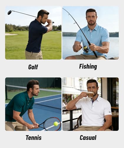 Image of ZITY Golf Shirts for Men Short Sleeve Moisture Wicking Solid Performance Designed Print Collared Casual Polo Shirt