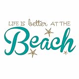 Life is Better at the Beach Vinyl Wall Decal Wall Sticker - Beach Wall Sign - Beach Paradise Aloha Palm Trees Sandy Toes Theme Custom Wall Decal Sticker