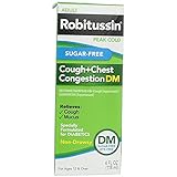 Robitussin Peak Cold Adult Cough + Chest Congestion DM (4 fl. oz. Bottle), Sugar-Free, Non-Drowsy, Cough Suppressant & Expectorant