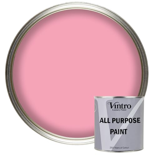Vintro Paint - All Purpose Paint. Multi-Surface Matt Paint For Indoor/Outdoor Use. Wood Walls Doors Cabinets Metal Plastic Masonry Furniture Glass Tile Radiators & Pipes. 250ml (Pink)