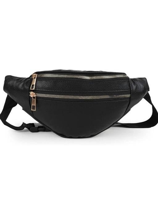Trendy Waterproof Waist Bag for Girls | Adjustable Leather Fanny Pack Black-image-15