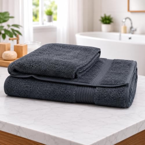 Image of Luxury Bath Towel for Men & Women | Ultra Soft & Super Absorbent 600 GSM Premium Cotton Feel Towel | Large Size 70 x 140 cms | Quick Dry Daily Use Bathroom Towel | 1 Piece - Jet Black