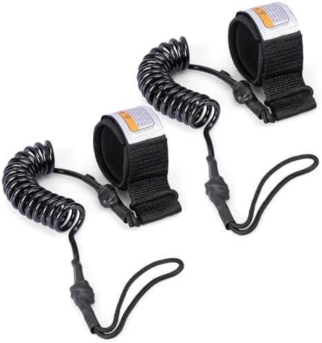 YERGOFE Surfboard Leashes 2PK - Black Elastic Safety Leg Rope with Adjustable Velcro | Universal Fit for Shortboard/Longboard/Foam Board | Surf Gear for Beginners