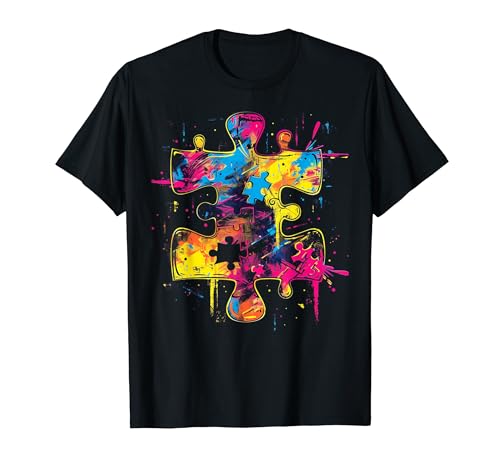 カラフル 抽象 パズル ピース アート 自閉症啓発 Tシャツ