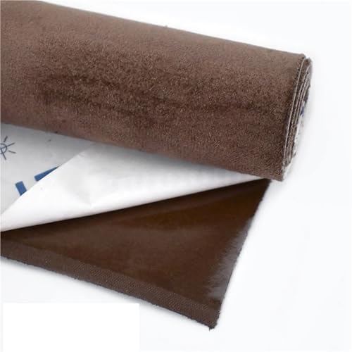 Tejido Aterciopelado Interiores Coche, Tela autoadhesiva de cuero sintético 20 x 30 cm (100 143 cm), tela gamuza por metro, for puerta interior coche, terciopelo, adornos DIY(DarkBrown,20x30cm)