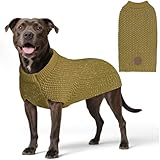 KYEESE Dog Sweater with Leash Hole Warm Pullover with Reflective Yarn for Small and Medium Dogs Male Soft Knit Pullover Boy Dog Coats Cozy Lightweight Thick Sweater,Brown,Large