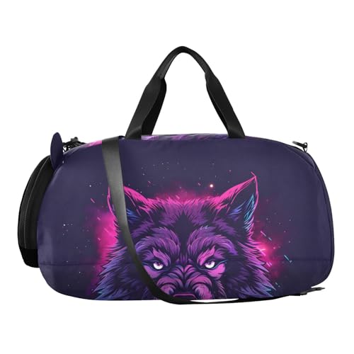 Duffle Bag Kids Gym Bag with Shoes Compartment & Wet Separation Overnight Travel Bag Mighty Wolf for Girl Boy2