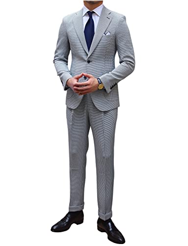 Costume Homme Pied de Poule Coupe Mince l'Élégance Tailleur Moderne