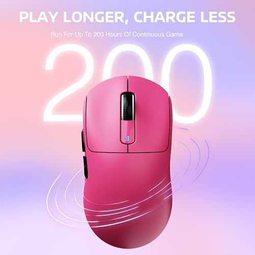 Image of ATTACK SHARK X3 Wireless Gaming Mouse, 49g Ergonomic Computer Mouse, Triple Modes PAW3395 26K DPI Optical Sensor, 200h Battery Life, Programmable Buttons, Gaming Accessories for PC /Laptop /Mac (Berry)