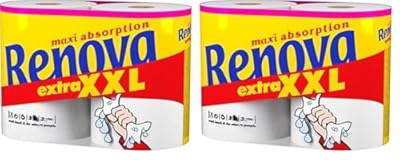 Renova Rollos de Cocina Maxi Absorption Extra XXL 2 rollos Tamaño XXL estándar Papel Certificado FSC Paquete de 2