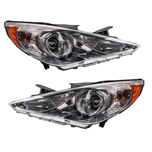 Image of TRQ 2 Piece Headlight Assembly Set Driver & Passenger Side Compatible with Hyundai Sonata Limited SE 2011-2014 HY2502157 HY2503157 921013Q100 921023Q100