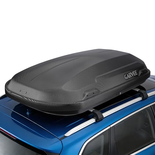 Garvee Rooftop Cargo Box Carrier, Dual-Side Opening Vehicle Hard-Shell Carriers, Roof Mount Travel Luggage Storage, 135 LBS Weight Capacity with Secure Straps&Keys, Black (11.5 Cubic)
