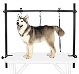 LEIBOU H-Shape Dog Grooming Arm Pet Supplies Grooming Table Arm with 3 Noose and Clamp Heavy Duty Aluminum Alloy Frame with 35.4” Adjustable Height and 36.2” ~ 50” Adjustable Width Dog Grooming Kit