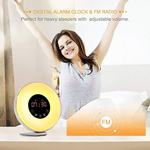 SHEEP Reloj de la mesilla de Alarma de Radio LED multifunción táctil Inteligente de Despertador Despertador Ligero con Radio FM El Tiempo preciso