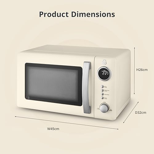 Swan Retro 20L Digital Microwave, 5 Power Levels, 12 Auto Cook Pre-sets, Defrost by Weight or Time, LED Display, 800W, Cream, SM4425CRM - Image 5