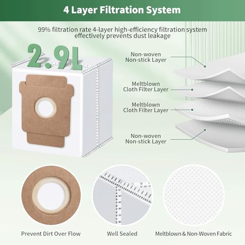27 peças de substituição para iRobot Roomba Plus 505 Combo 505/405 Robô, kit de acessórios inclui 2 escovas principais, 6 sacos de pó, 6 esfregões, 4 filtros, 8 escovas laterais e 1 ferramenta de - Imagem 6