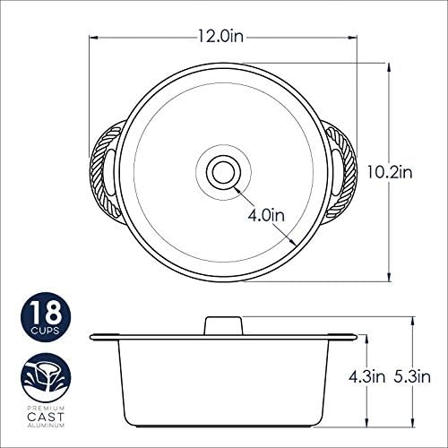 Nordic Ware Angel Food Cake Pan, 18 Cup Capacity, Graphite