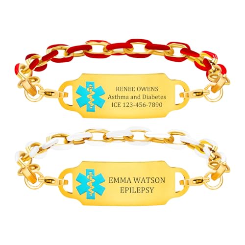 MOTICIUS Medical Alert Bracelets for Women Personalized Medic Bracelets Personalized Medical ID Bracelet DNR Bracelet Women Diabetic Dracelet Emergency ID Wristband