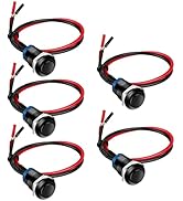 5PCS 12V Momentary Push Button Switch Waterproof Black Metal 12mm 1/2 Inch Small Round Power Push...