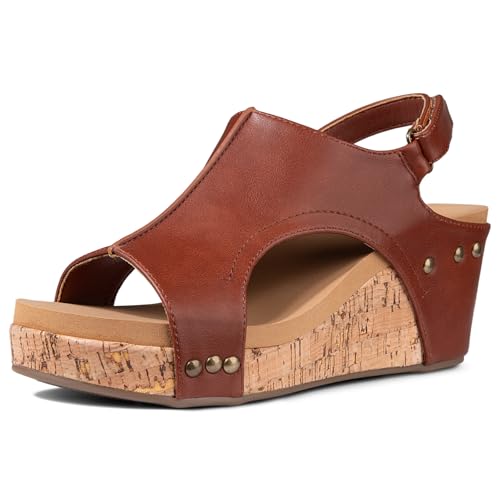 Image of PARTY Women's Wedge Sandals With Buckle Ankle Strap for Dressy Summer