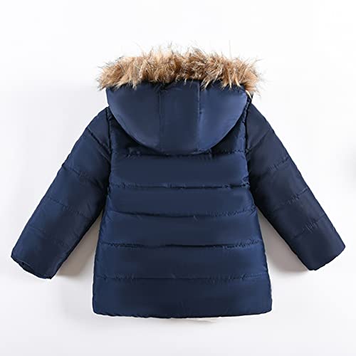 Toddler Boys Down Jacket Fleece Collar Zip Hood Thick Warm Winter Snowsuit Coat Par-ka Outwear with Pockets3