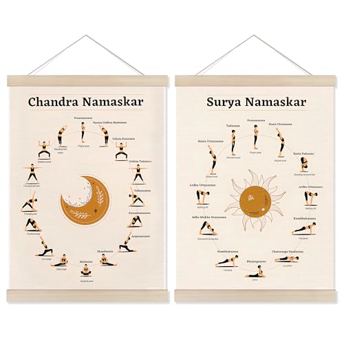 Welshower Boho Chandra Namaskar Yoga Poster Hanger Frame, Moon Salutation