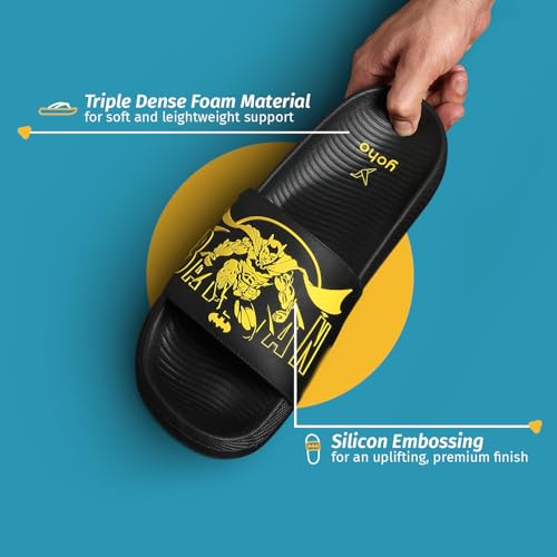 Image of YOHO Batman: Dark Knight Sliders for Men, Comfortable and Lightweight Slides, Footwear for Man & Boys, Official WB Superhero Merchandise -004