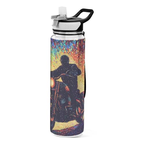 Bouteille d'eau moto de 887 ml arc-en-ciel pour vos sorties camping