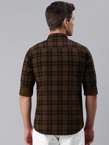Image of Majestic Man Men Small Checkered Slim Fit Cotton Casual Shirt