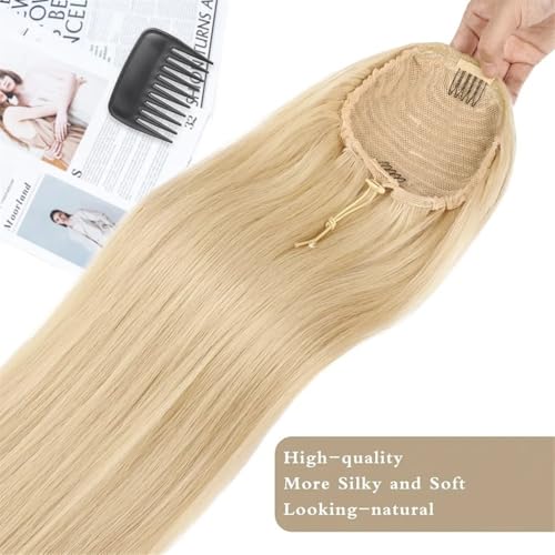 Extensiones de clip tipo coleta de cabello humano brasileño liso #613 3