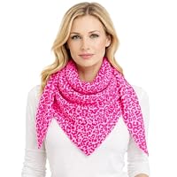 XL DreieckStrickschal Leopard Frühling Schal 100% Baumwolle Made in Italy Fashion Tuch Dreieckschal Stola Herbst Frühling Tuch Leo (mini Leo26 Pink) – Ansicht 3