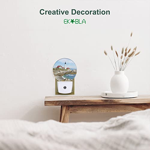 Image of EKOBLA Lighthouse Night Light, Coastal Seaside Lighthouse Night Lights Plug Into Wall for Bedroom, Living Room and Bathroom