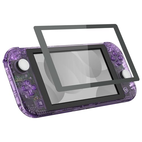 Image of eXtremeRate Crystal Clear Atomic Purple DIY Replacement Shell for Nintendo Switch Lite, NSL Handheld Controller Housing w /Screen Protector, Custom Case Cover for Nintendo Switch Lite - No Controller