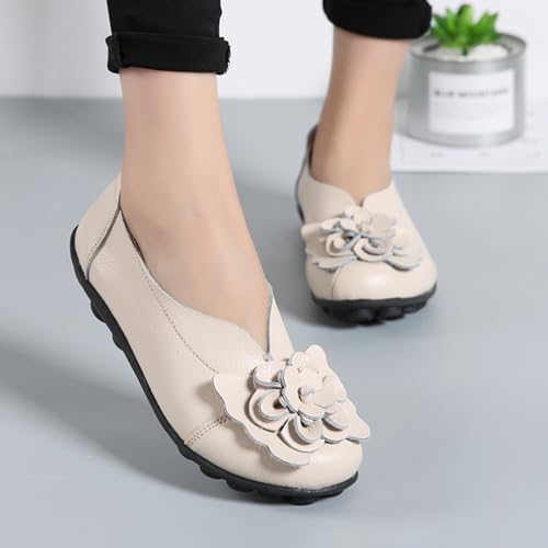 Image of MOYOWEI Women's Leather Slip On Loafers Colorful Flat Shoes